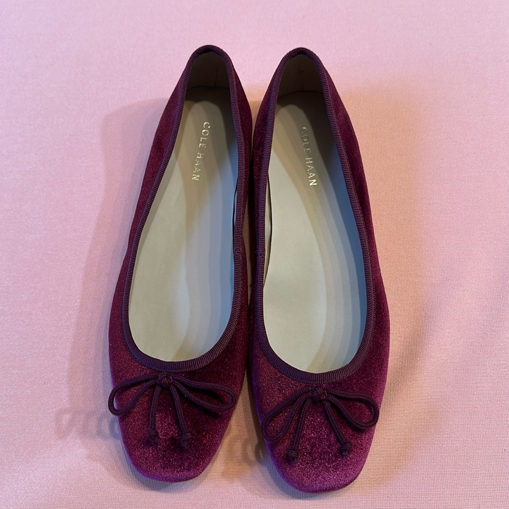 New Cole Haan Velvet Flat Shoes. Size 9.